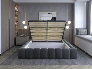 Manželská posteľ 180 cm Luxa (tmavomodrá) (s roštom, úl. priestorom a LED). Vlastná spoľahlivá doprava až k Vám domov. 1041574