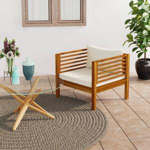 Záhradná stolička s krémovo-bielymi podložkami akáciový masív