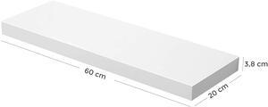 VASAGLE Nástenná polica - biela - 60x20x3, 8 cm