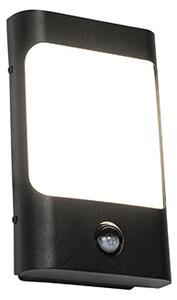 Nástenné svietidlo čierne vrátane LED IP44 s pohybovým senzorom - Khuvan