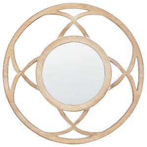 Nástenné zrkadlo svetlé drevo MDF drevená dyha ø 60 cm okrúhle dekoratívne ručne vyrobené škandinávsky dizajn