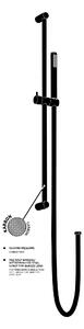 Deante Karbo, sprchový stĺp s 1-funkčnou ručnou hlavicou a sprchovou hadicou 150cm, čierna, NCC_B51K