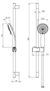 Deante Floks, sprchový stĺp 65cm s 3-funkčnou ručnou hlavicou a sprchovou hadicou 150cm, chrómová, NGF_051K