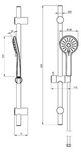 Deante Jasmin, sprchový stĺp 69cm s 3-funkčnou ručnou hlavicou a sprchovou hadicou 150cm, čierna, NGJ_N51K