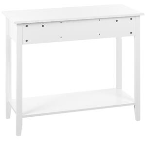 Konzolový stolík biely MDF drevené nohy 90 x 40 x 75 cm 3 zásuvky polica nábytok do obývačky a predsiene moderný dizajn