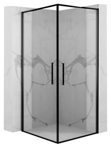 Rea - ABRA MATTE rohový otvárací sprchový kút 90 x 90 cm, čierny profil / číre sklo, REA-K5502