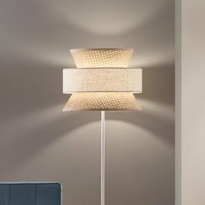 Stojacia lampa Gazebo, prírodná/béžová, výška 147 cm, ratan/látka, Krémová / jantárovo žltá, Obývacia izba / jedáleň, Drevo, Stojaca lampa