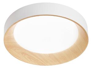 Stropné LED svetlo Arka, Ø 50 cm, biela/drevený vzhľad, kov,, Biela / opálová, Obývacia izba / jedáleň, kov, Moderný, Závesné svietidlo