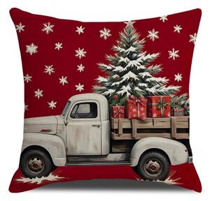 Vianočná obliečka na vankúš TRUCKMAS 45x45 cm, červená