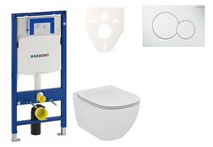 Cenovo zvýhodnený závesný WC set Geberit do ľahkých stien / predstenová montáž + WC Ideal Standard Tesi 111.300.00.5NF1