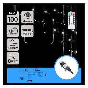 Aigostar - LED vonkajší vianočný reťazec 100xLED/6W/230V/8 funkcií 1,5x1m IP44 studená biela+DO