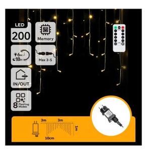 Aigostar - LED vonkajší vianočný reťazec 200xLED/6W/230V/8 funkcií 3x1m IP44 teplá biela + diaľkové ovládanie