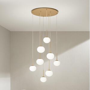 Ondaluce - Závesný luster na lankách JEWEL 8xE14/10W/230V priemer 70 cm zlatá/biela