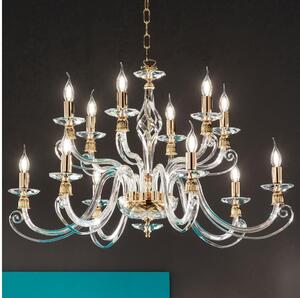 Ondaluce - Luster na reťazi 1306 12xE14/10W/230V pr. 100 cm zlatý/číry