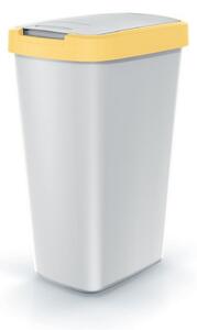 Odpadkový kôš s farebným vekom, 45 l, žltá / sivá