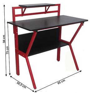 TEMPO PC stôl/herný stôl, červená/čierna, TABER