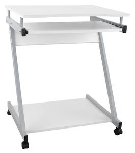 VASAGLE Počítačový stolík na kolieskach - biely - 60x48x73 cm