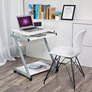 VASAGLE Počítačový stolík na kolieskach - biely - 60x48x73 cm