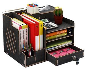 DIY organizér na dokumenty s uzamykateľnou zásuvkou čierny 137-2 Čierna