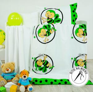 Obliečky detské bavlnené včielky zelené EMI, Štandardný set jednolôžko obsahuje 1x 140x200 + 1x 70x90