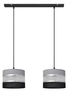 Luster na lanku HELEN 2xE27/15W/230V čierna/šedá/strieborná