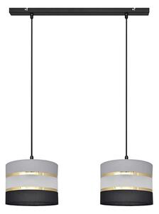 Luster na lanku HELEN 2xE27/15W/230V čierna/šedá/zlatá
