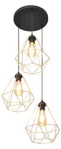 Luster na lanku KARO 3xE27/15W/230V zlatá/čierna