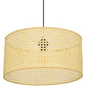 Luster na lanku ALBA 1xE27/15W/230V pr. 40 cm ratan/čierna