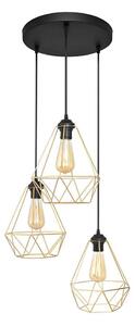 Luster na lanku KARO 3xE27/15W/230V zlatá/čierna