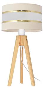 Stolná lampa HELEN 1xE27/15W/230V krémová/zlatá/borovica