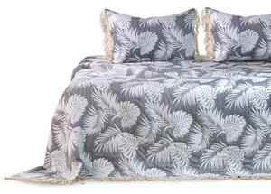 FLHF Prikrývka na posteľ tropické listy šedá/biela, 220x240 Rozmer: 220x240