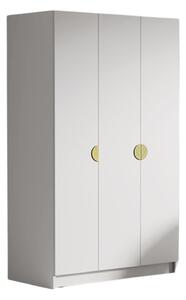Šatníková skriňa CAMON 150 cm - biela/zlaté úchytky
