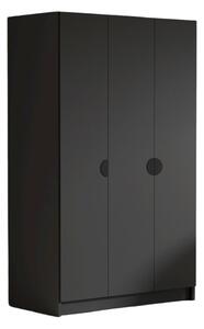 Šatníková skriňa CAMON 150 cm - čierna/čierne úchytky