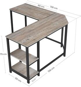 VASAGLE Písací stôl Industry - 138x138x75 cm