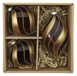 Vianočná ozdoba Mocca/Gold – set 3 ks