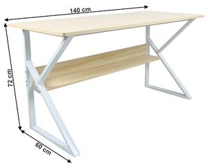 TEMPO Písací stôl, s policou, dub prírodný / biela, TARCAL 140