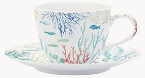 Porcelánové šálky na kávu's podšálkami Under The Sea, 2 ks