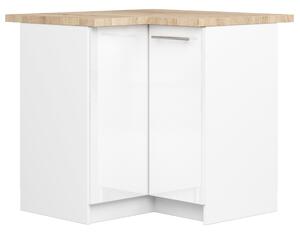 Ak furniture Kuchynská rohová skrinka Olivie S 90 cm biela/biely lesk/dub sonoma