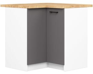 Ak furniture Kuchynská rohová skrinka Olivie S 90 cm biela/grafitovo šedá matná