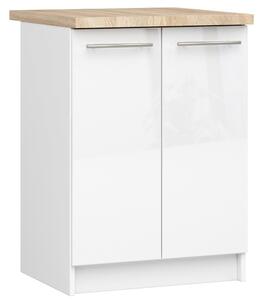 Ak furniture Kuchynská skrinka Olivia S 60 cm 2D biela/biely lesk/dub sonoma