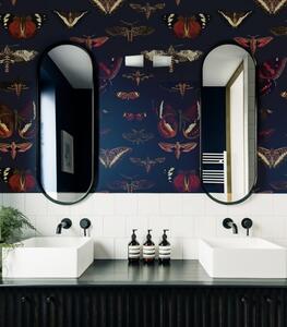 WALLCOLORS Navy Blue Butterflies Wallpaper - tapeta