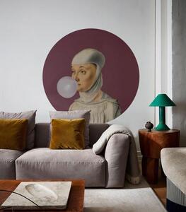 WALLCOLORS Dots Woman with Bubble Gum Eggplant - tapeta