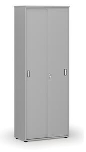 Kancelárska skriňa so zasúvacími dverami, 2128 x 800 x 420 mm, sivá