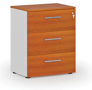 Kancelárska komoda k stolu PRIMO WHITE, 740 x 600 x 420 mm, biela/čerešňa