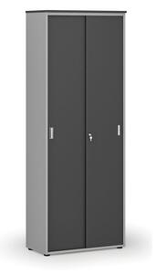 Kancelárska skriňa so zasúvacími dverami, 2128 x 800 x 420 mm, sivá/grafit