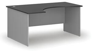 Ergonomický kancelársky pracovný stôl PRIMO GRAY, 1600 x 1200 mm, ľavý, sivá/grafit