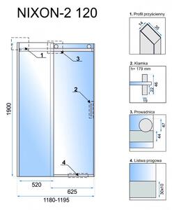 REA - Sprchové dvere Nixon-2, 120 P - chróm/transparentné