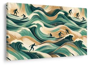 Obraz surfisti v akčnej krajine