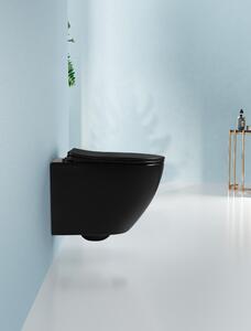 CERANO - Závesná WC misa Verde, Rimless + UF sedátko - čierna lesklá - 36x49 cm