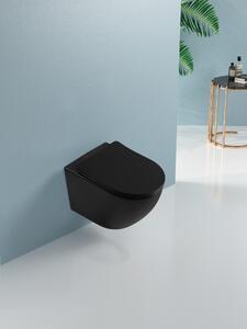 CERANO - Závesná WC misa Verde, Rimless + UF sedátko - čierna lesklá - 36x49 cm